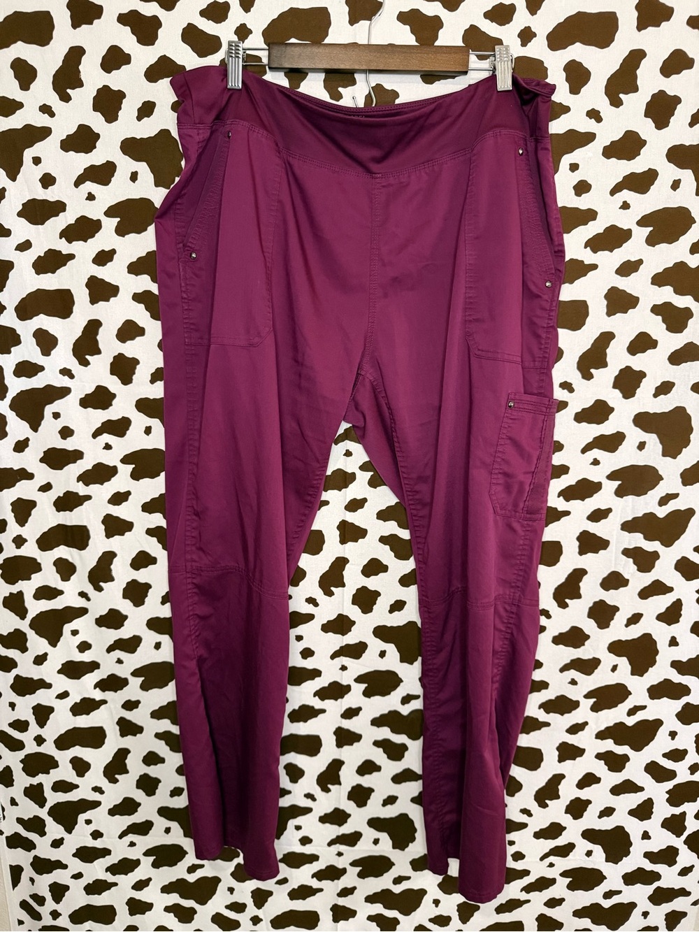 Purple Label Yoga by Healing Hands Women's XL Purple Solid Scrub Pants